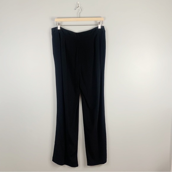 Eileen Fisher Womens Black Pleated Crepe Straight Dress Pants Trousers Tencel 10 - Picture 2 of 13
